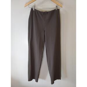 Eileen Fisher Taupe Gray Straight Leg Pull-On Trousers Rayon Blend Small